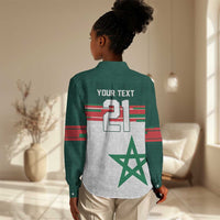 World Football 2026 Morocco Custom Women Casual Shirt African Geometric White Pattern - Wonder Print Shop