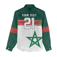 World Football 2026 Morocco Custom Women Casual Shirt African Geometric White Pattern - Wonder Print Shop