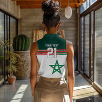 World Football 2026 Morocco Custom Women Sleeveless Polo Shirt African Geometric White Pattern - Wonder Print Shop