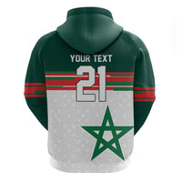 World Football 2026 Morocco Custom Zip Hoodie African Geometric White Pattern - Wonder Print Shop