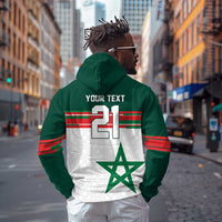 World Football 2026 Morocco Custom Zip Hoodie African Geometric White Pattern - Wonder Print Shop
