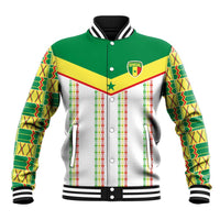 World Football 2026 Senegal Custom Baseball Jacket African Kente White Pattern - Wonder Print Shop