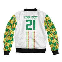 World Football 2026 Senegal Custom Bomber Jacket African Kente White Pattern - Wonder Print Shop