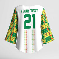 World Football 2026 Senegal Custom Kimono Sleeve Blouse African Kente White Pattern - Wonder Print Shop