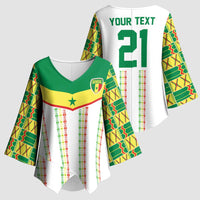World Football 2026 Senegal Custom Kimono Sleeve Blouse African Kente White Pattern - Wonder Print Shop