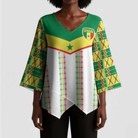 World Football 2026 Senegal Custom Kimono Sleeve Blouse African Kente White Pattern - Wonder Print Shop