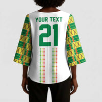 World Football 2026 Senegal Custom Kimono Sleeve Blouse African Kente White Pattern - Wonder Print Shop