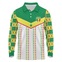 World Football 2026 Senegal Custom Long Sleeve Polo Shirt African Kente White Pattern - Wonder Print Shop