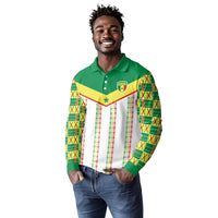 World Football 2026 Senegal Custom Long Sleeve Polo Shirt African Kente White Pattern - Wonder Print Shop