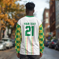 World Football 2026 Senegal Custom Long Sleeve Shirt African Kente White Pattern - Wonder Print Shop
