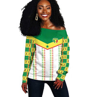 World Football 2026 Senegal Custom Off Shoulder Sweater African Kente White Pattern - Wonder Print Shop