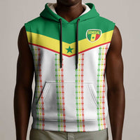 World Football 2026 Senegal Custom Sleeveless Hoodie African Kente White Pattern - Wonder Print Shop