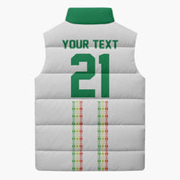 World Football 2026 Senegal Custom Sleeveless Puffer Jacket African Kente White Pattern - Wonder Print Shop