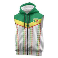 World Football 2026 Senegal Custom Sleeveless Zip Hoodie African Kente White Pattern - Wonder Print Shop