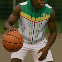 World Football 2026 Senegal Custom Sleeveless Zip Hoodie African Kente White Pattern - Wonder Print Shop