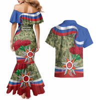 Russia Defender of The Fatherland Day Couples Matching Mermaid Dress and Hawaiian Shirt