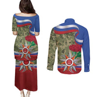 Russia Defender of The Fatherland Day Couples Matching Puletasi and Long Sleeve Button Shirt