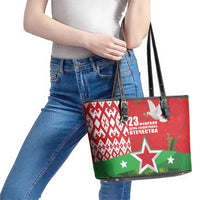 Belarus Defender of The Fatherland Day Leather Tote Bag