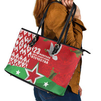 Belarus Defender of The Fatherland Day Leather Tote Bag
