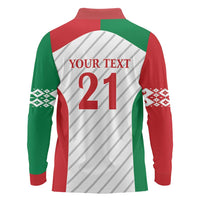 Belarus Football Custom Long Sleeve Polo Shirt Rushnyk Pattern