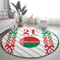Belarus Football Custom Round Carpet Rushnyk Pattern