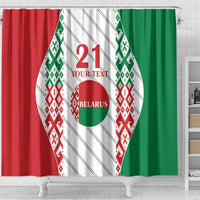 Belarus Football Custom Shower Curtain Rushnyk Pattern