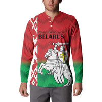 Republic of Belarus Button Sweatshirt Pahonia Rushnyk Pattern