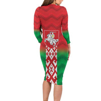 Republic of Belarus Family Matching Long Sleeve Bodycon Dress and Hawaiian Shirt Pahonia Rushnyk Pattern