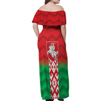 Republic of Belarus Family Matching Off Shoulder Maxi Dress and Hawaiian Shirt Pahonia Rushnyk Pattern