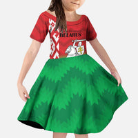 Republic of Belarus Kid Short Sleeve Dress Pahonia Rushnyk Pattern