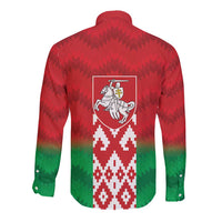Republic of Belarus Long Sleeve Button Shirt Pahonia Rushnyk Pattern
