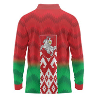Republic of Belarus Long Sleeve Polo Shirt Pahonia Rushnyk Pattern