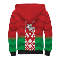 Republic of Belarus Sherpa Hoodie Pahonia Rushnyk Pattern