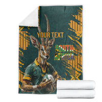 Custom South Africa Rugby Blanket The Springboks Mascot Sporty Version