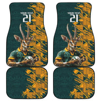 Custom South Africa Rugby Car Mats The Springboks Mascot Sporty Version LT9 - Wonder Print Shop