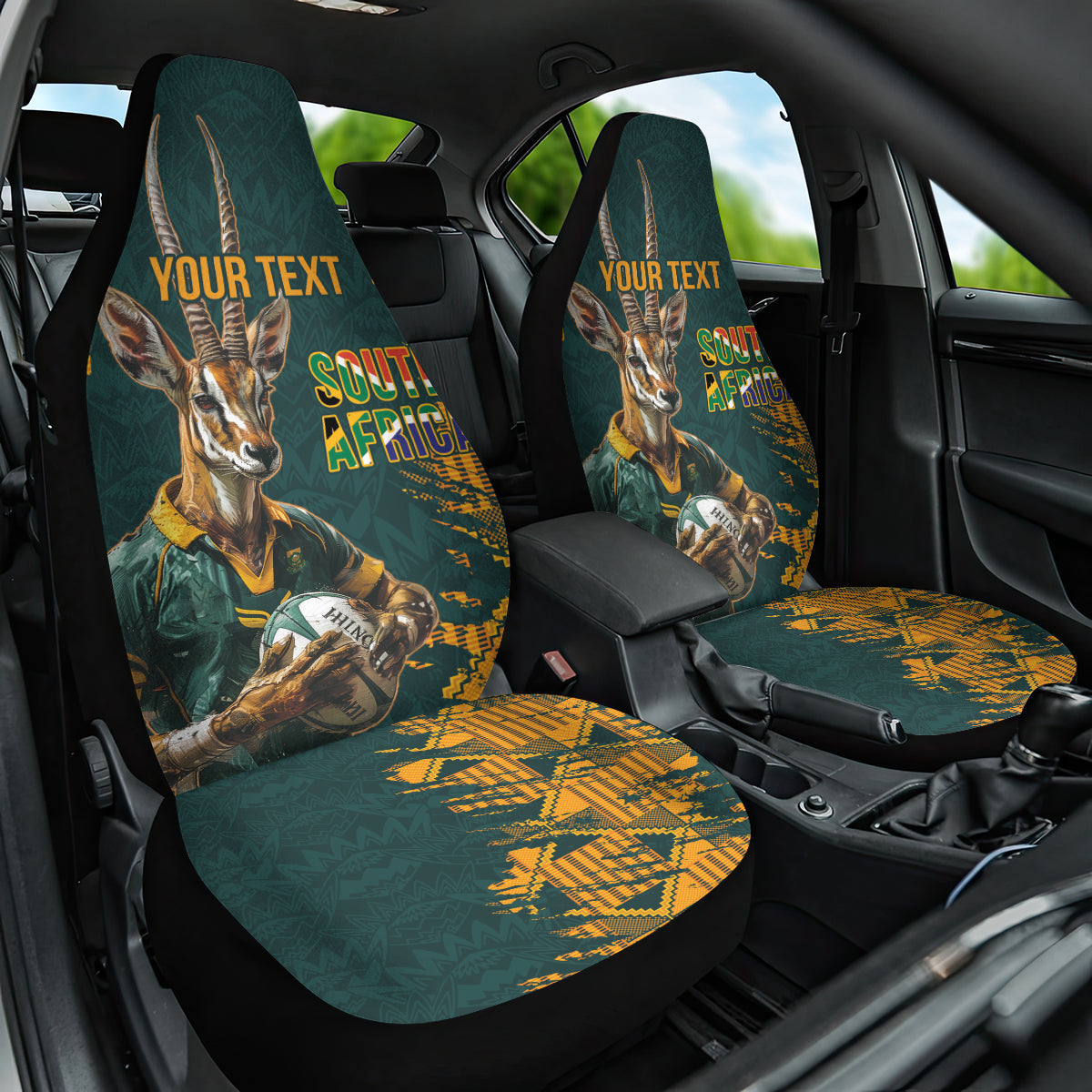 Custom South Africa Rugby Car Seat Cover The Springboks Mascot Sporty Version
