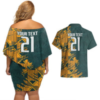Custom South Africa Rugby Couples Matching Off Shoulder Short Dress and Hawaiian Shirt The Springboks Mascot Sporty Version LT9 - Wonder Print Shop