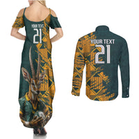 Custom South Africa Rugby Couples Matching Summer Maxi Dress and Long Sleeve Button Shirt The Springboks Mascot Sporty Version LT9 - Wonder Print Shop