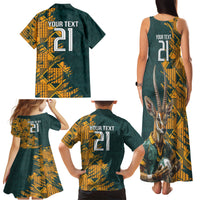 Custom South Africa Rugby Family Matching Tank Maxi Dress and Hawaiian Shirt The Springboks Mascot Sporty Version - Wonder Print Shop