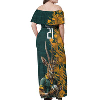 Custom South Africa Rugby Off Shoulder Maxi Dress The Springboks Mascot Sporty Version - Wonder Print Shop