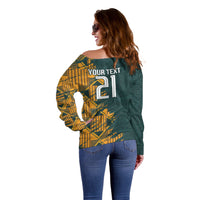 Custom South Africa Rugby Off Shoulder Sweater The Springboks Mascot Sporty Version - Wonder Print Shop