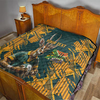Custom South Africa Rugby Quilt The Springboks Mascot Sporty Version - Wonder Print Shop