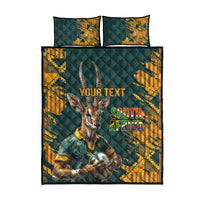 Custom South Africa Rugby Quilt Bed Set The Springboks Mascot Sporty Version - Wonder Print Shop