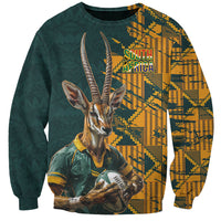 Custom South Africa Rugby Sweatshirt The Springboks Mascot Sporty Version - Wonder Print Shop