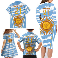 Custom Vamos Argentina Family Matching Long Sleeve Bodycon Dress and Hawaiian Shirt The Pumas Rugby Mascot Sporty Version LT9 - Wonder Print Shop