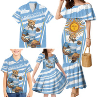Custom Vamos Argentina Family Matching Mermaid Dress and Hawaiian Shirt The Pumas Rugby Mascot Sporty Version LT9 - Wonder Print Shop