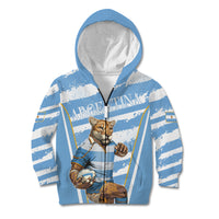 Custom Vamos Argentina Kid Hoodie The Pumas Rugby Mascot Sporty Version - Wonder Print Shop
