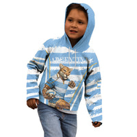 Custom Vamos Argentina Kid Hoodie The Pumas Rugby Mascot Sporty Version - Wonder Print Shop