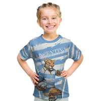 Custom Vamos Argentina Kid T Shirt The Pumas Rugby Mascot Sporty Version - Wonder Print Shop