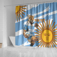 Custom Vamos Argentina Shower Curtain The Pumas Rugby Mascot Sporty Version